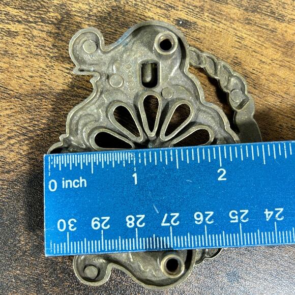 3 Vintage Round Brass French Art Nouveau Drop Bail Pulls Braided Rings 2.5" - Picture 4 of 7